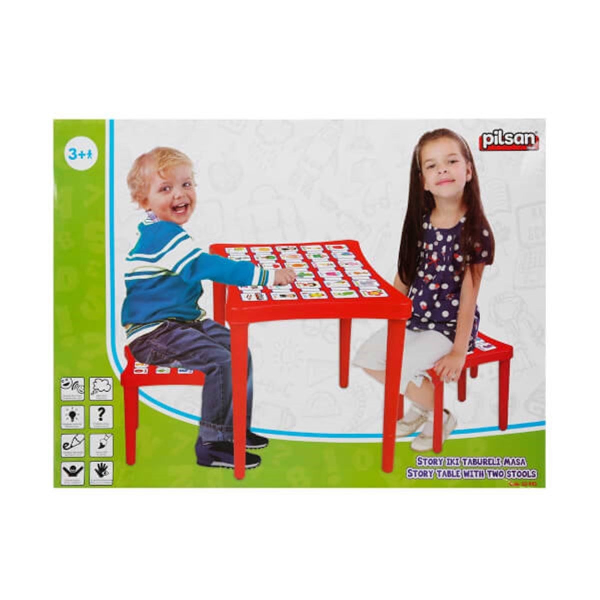 PILSAN 03-493 STORY 2 TABURELİ MASA (KIRMIZI)