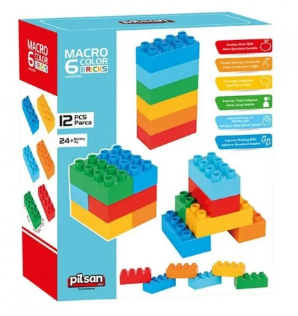 PILSAN 03-555 MAKRO 6 RENKLI TUGLA BLOKLAR